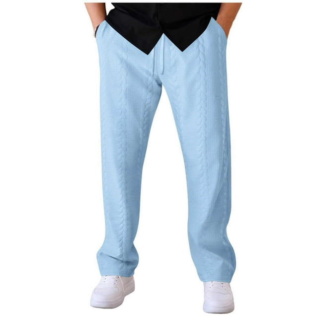 Casual Pants for Men Solid Loose Sports Drawstring Pocket Elastic Waist Pants