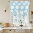 thumbnail image 3 of Retro Daisy Tie Up Curtain 45 Inches Long, White Floral Blue Backdrop Balloon Style Kitchen Window Curtain Over Sink, Small Window Rod Pocket Curtain 52"x45", 3 of 9