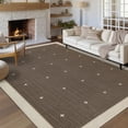 thumbnail image 3 of Garvee 9'x12' Modern Bordered Area Rug Geometric Carpet with Non Slip Backing, Contemporary Cross Motifs Dot Rug Washable Rug for Living Room Bedroom Home Decor, Brown Coffee, 3 of 10
