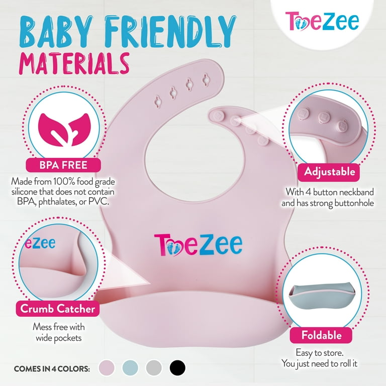 ToeZee Silicone Baby Bib for Boys Girls Adjustable Waterproof Baby Bibs Makes Baby Feeding a Breeze Our Stylish Bibs Are Easy to Clean