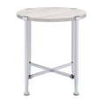 thumbnail image 2 of White Oak and End Table with X Shape Base White+Silver + White + Primary Living Space + Modern + Round + Wood+Metal, 2 of 5