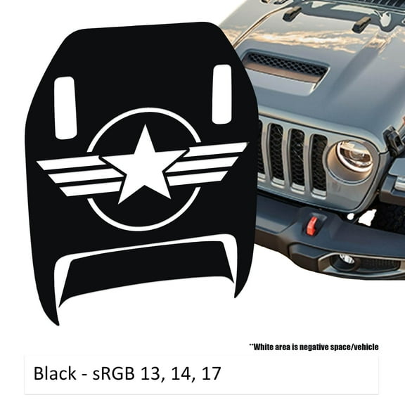 Collectible Decals US Military Roundel Clawed Foot Hood Decal - Fits 2018 Wrangler JL 392 Gladiator JT Mojave