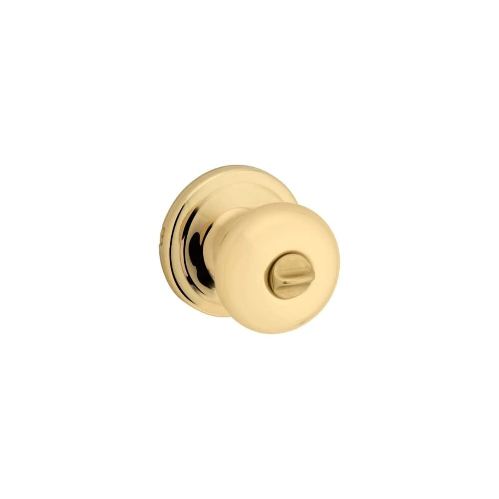 Kwikset Juno Bed/Bath Door Knob in Polished Brass
