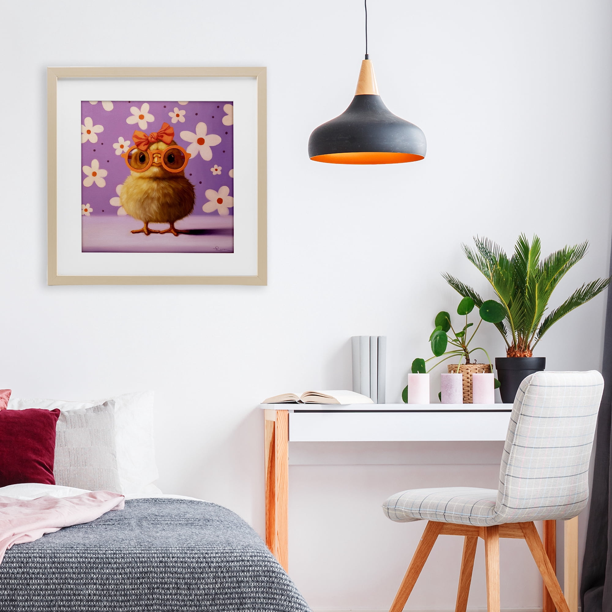 Stupell Industries Bow Peep Groovy Chick Birch Framed Print Under Glass, design by Lucia Heffernan