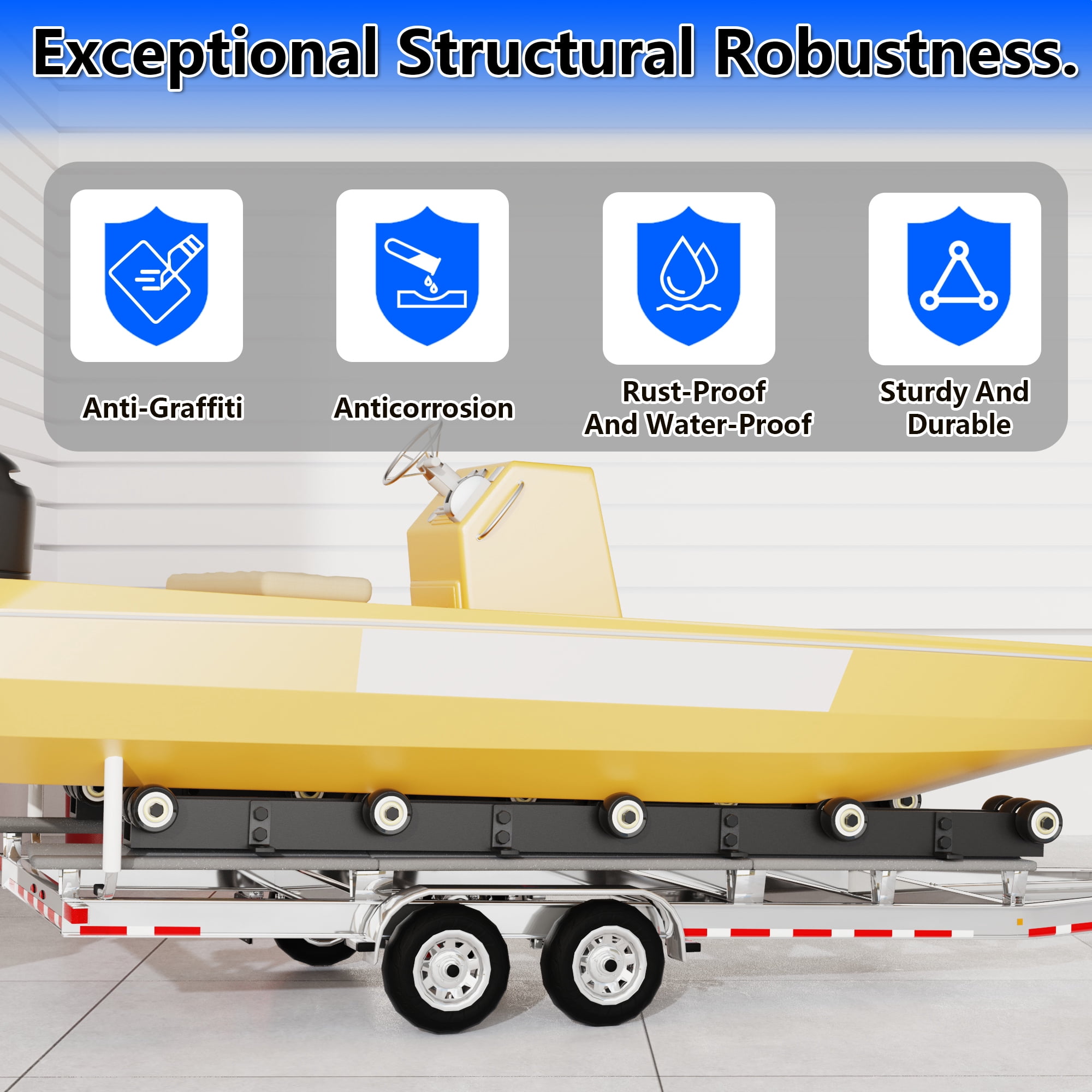GIOTORENT 2000LB Boat Trailer Roller System, Heavy Duty Adjustable Marine-Grade Steel Bottom Rollers for Dinghy, Sailboat, Kayak & Jon Boat