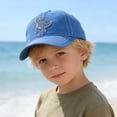 thumbnail image 2 of Krdevn White Dinosaur Embroidery Contrast Stitch Washed Kids Baseball Cap Adjustable Casual Outdoor Sun Hat for Toddler Boys Girls, 2 of 5