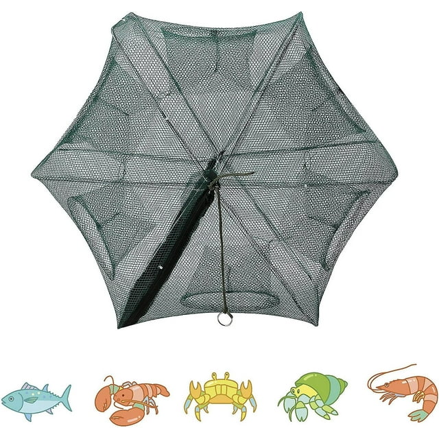 Portable Fishing Net, Folded Fishing Bait Traps With Zip Fastener Design, Fish Shrimp Minnow Crayfish Crab Baits Tarp Fishing Net