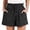 Black, variant on Women’s Vacation Loungewear Cotton Shorts, High Waist Ruffled Elastic Waist with Pockets, Multi-Color, S/M/L/XL/XXL