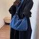 thumbnail image 5 of Bolso Hobo elegante para mujer Bolso de compras de gran capacidad de mezclilla de color sólido (azul oscuro), 5 of 7