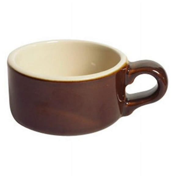 Tuxton China B1M-1204 Soup Mug with Handle - Caramel-Eggshell  - 2 Dozen