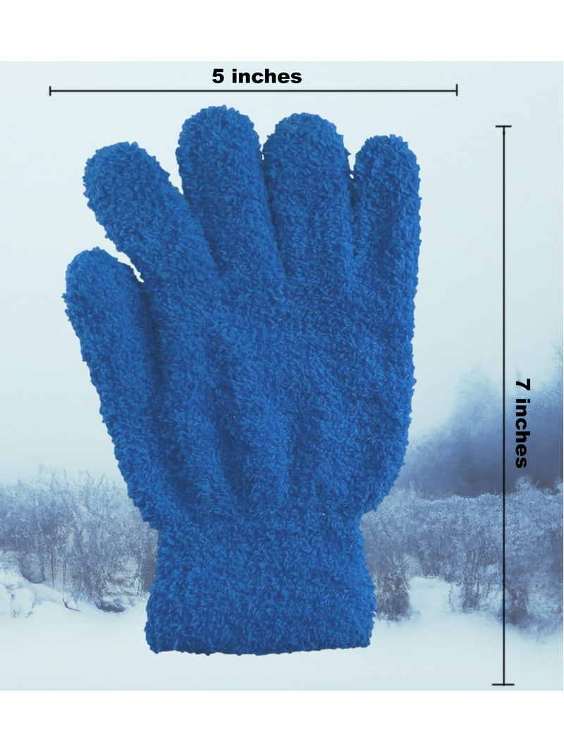 Men's Women's Warm Winter Fuzzy Cozy Gloves, Blue - Walmart.com