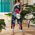 thumbnail image 4 of JULMCOMO 4th of July Jumpsuits for Women 250th Year Plus Size Cotton Linen Adjustable Straps Red White Blue Pants Stars Stripes Sleeveless Patriotic Overalls Wine 4XL, 4 of 4