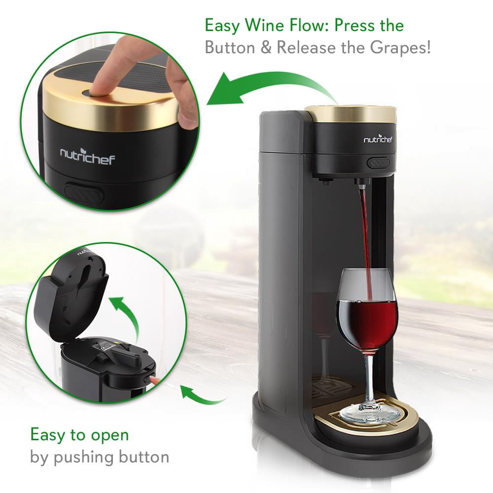 Portable Electric Automatic Wine Dispenser - Wine Aerator Pump Alcoholic Drink Server - Easy Flow, Battery Powered Liquor Operating System for Countertop, Party, Bar and More - NutriChef  PKWNARDS38