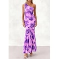 thumbnail image 3 of PRETTYGARDEN Womens Summer One Shoulder Maxi Dress Floral Sleeveless Bodycon Mesh Long Formal Wedding Guest Dresses, 3 of 8