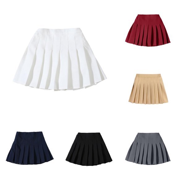 REDARER Girls Full Side Elastic High Waist Pleated Skirt Even Box Press Pleats Flared Mini Swing Hem Soft Wear Resistant Tennis Sport Versatile Casual Back to School Skirt,17-18 Years