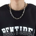 thumbnail image 2 of Collar cubano de estilo industrial de acero de titanio con hebilla cuadrada, cadena gruesa, cadena de hip hop para hombres, cadena de clavícula con costura, pulsera de cadena en O, 2 of 6