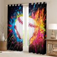 thumbnail image 2 of jejeloiu Baseball Game Lovers Curtains Pack of 2 (42x84 Each),Ball Sport Gaming Curtains Blackout,Multicolor Graffiti Art Bedroom Curtains For Kids,Luxury Bedroom Decor, 2 of 6