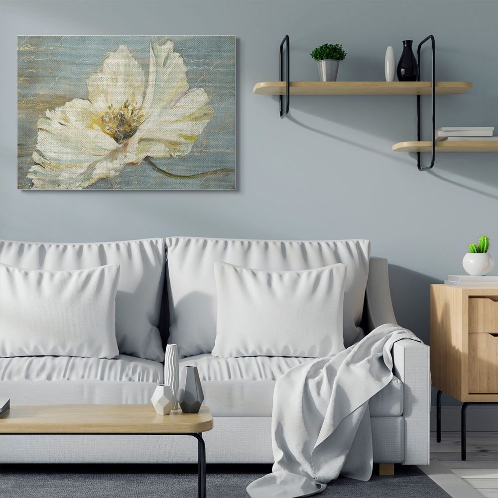 Stupell Industries Large Flower With Word Texture Blue Painting Super Canvas Wall Art by Patricia Pinto