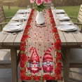 thumbnail image 4 of Valentine's Day Table Runner - 120 Inch Long Red Gnomes Roses Love Wood Grain Brown Cotton and Linen Blended Dress Scarves Farmhouse Table Runner for Kitchen Dining, Coffee Table, 13" x 120", 4 of 8