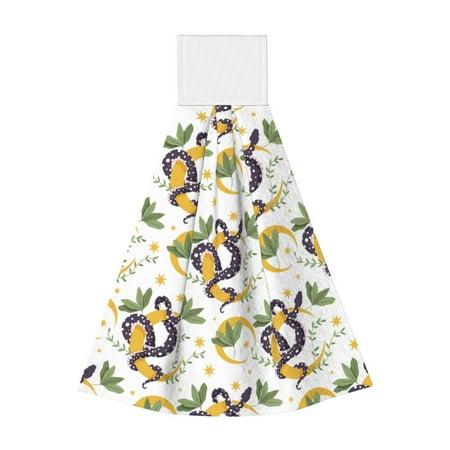 

Sikiie Snake And Moon Hand Towel with Loop Hanging Towel Absorbent Tie Towels for Kitchen Tea Bar Bathroom Decor