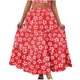 thumbnail image 1 of Vestido casual sexy de verano para mujer Faldas largas de playa con estampado floral Boho Elástico de cintura alta Plisado A-Line Flowy Swing Faldas largas con volantes en niveles Pompotops  qwe13480, 1 of 8