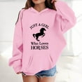 thumbnail image 2 of Rhuody Girls Sweatshirt Winter Warm Pullover With Pocket Horse Print Long Sleeve Hooded Sweatshirt Retro Outfits Pink 12-13 Years, 2 of 4