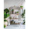 thumbnail image 6 of A&B Home Distressed White Iron Chair with Ornate Fan-Like Backrest - 24.5x22x38", 6 of 7