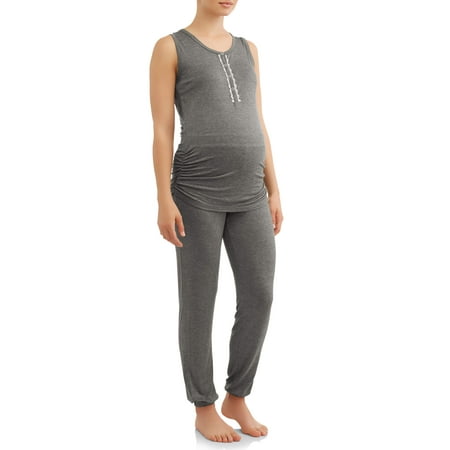 Nurture by Lamaze Maternity nursing sleeveless top and jogger pants sleep (Best Nursing Pajama Set)
