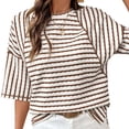 thumbnail image 6 of Hilenly Oversized Tshirts for Women Short Sleeve Striped Tee Shirt Casual Crewneck Summer Tops, 6 of 8