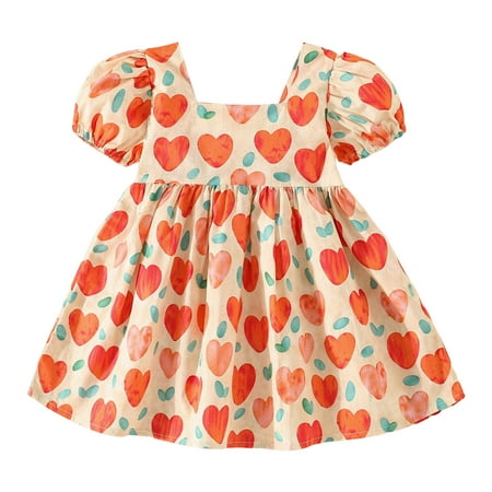 

ZRBYWB Toddler Girls Dresses Short Sleeve Bowknot Floral Print Princess Dress Dance Party Dresses Baby Girl Clothes