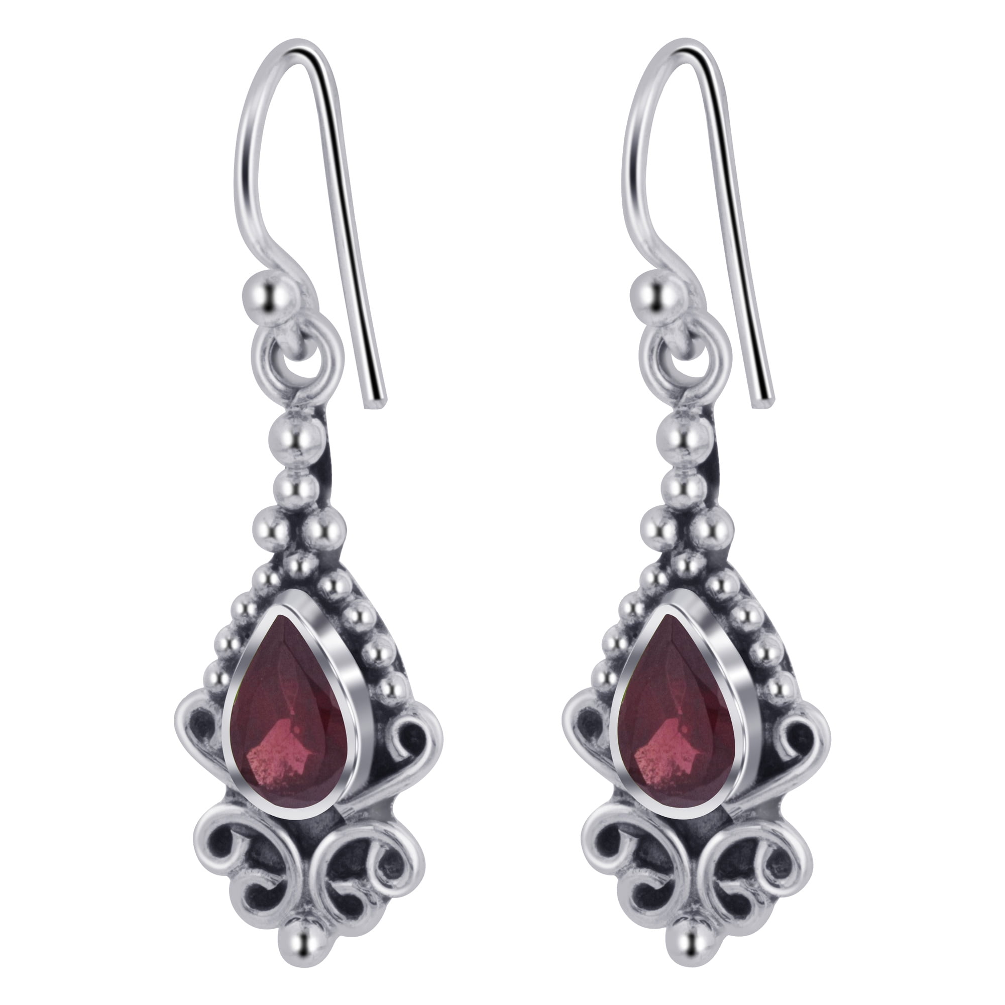 925 Sterling Silver Garnet EarringHandmade Natural Red Garnet Gemstone EarringTear Drop Shape Stone Earring