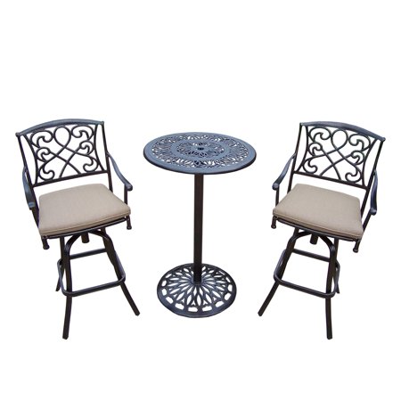 44 3 Pc Antiqued Bronze Colored Outdoor Patio Bar Set With