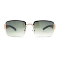 thumbnail image 3 of Old School Rimless Narrow Rectangle 90s Designer Shade Sunglasses Gold Green, 3 of 4