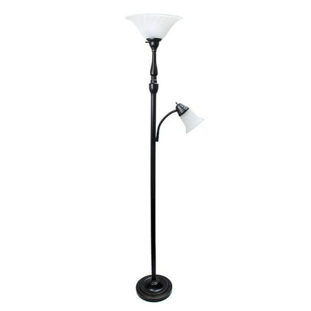 Elegant Designs 2 Light Mother Daughter Floor Lamp with White Marble Glass, Restoration (Best Floor Lamps To Light A Room)