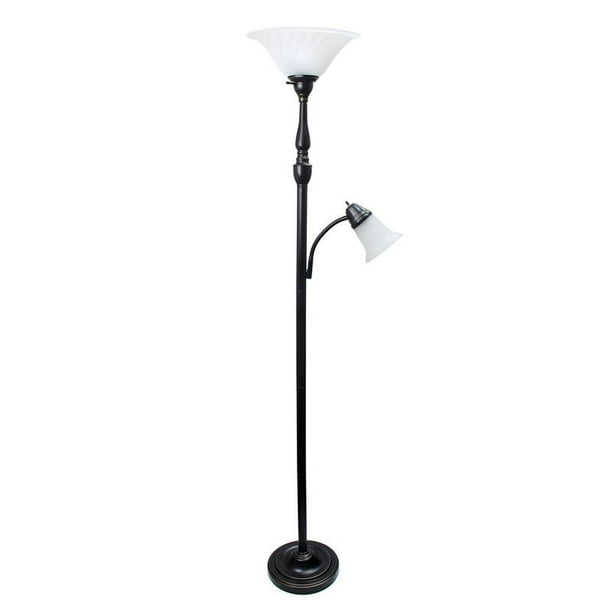 Elegant Designs 2 Light Mother Daughter Floor Lamp With White Marble Glass Restoration Bronze Com Light Mother Daughter Floor Lamp, Replacement Globes For Floor Lamps