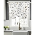 thumbnail image 5 of Gray Botanical Tie Up Curtains for Window, Thermal Insulated Balloon Shade Adjustable Rod Pocket Curtains Valance Panels for Kitchen Bathroom Cafe 42 x 45 Rustic Spring Summer Floral Leaves, 5 of 6