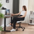 thumbnail image 5 of Kidol & Shellder Armless Desk Chair, Soft Faux Leather Swivel Office Task Chair, White, 5 of 6