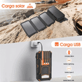 thumbnail image 5 of Power Bank Solar Portátil 36800mah Batería Con Luz 4 Cables Malubero, Negro, 5 of 5