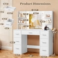thumbnail image 7 of Vineego Vanity Desk with Adjustable Lighted Mirror, Vanity Table Set with Drawers & Storage Shelves, Makeup Vanity for Bedroom Dressing Room, White, 7 of 7