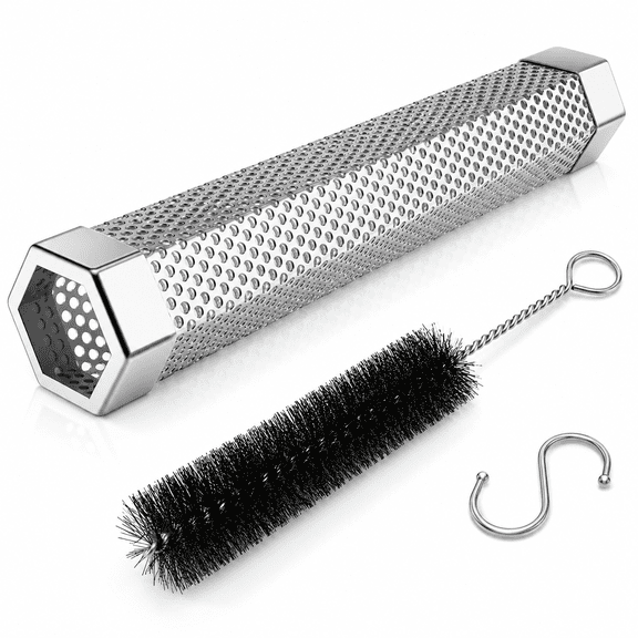 Smoke Tube for Pellet Smoker 1 Pack,12'' Smoker Tube for Pellet Grill - Hot or Cold Smoker Accessories for Electric Gas Charcoal Grilling,Stainless Steel Portable Barbecue Smoking Tube