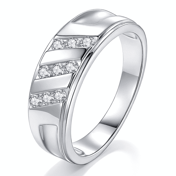 Blongme Mens Moissanite Wedding Band 0.4ct Round D Color VVS1 Wedding Ring for Men Size 9