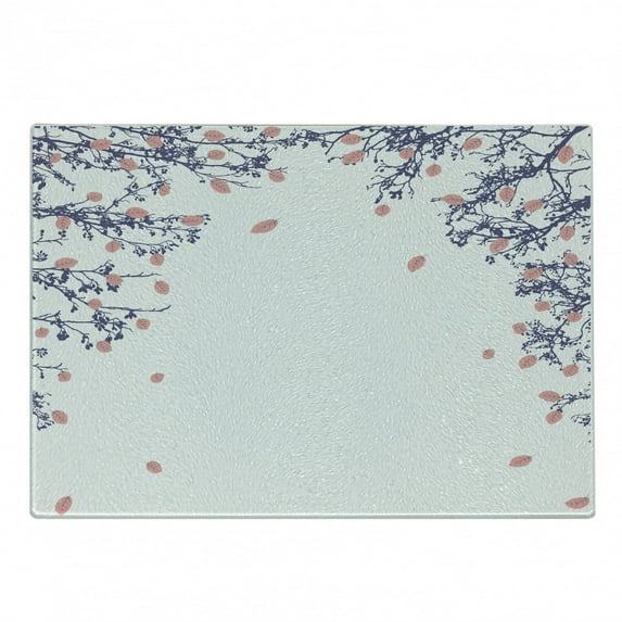 Leaves Cutting Board, Autumn Foliage on Tree Branches Growth Mother Nature Fall Theme Desgin, Decorative Tempered Glass Cutting and Serving Board, Small Size, Rose Violet, by Ambesonne