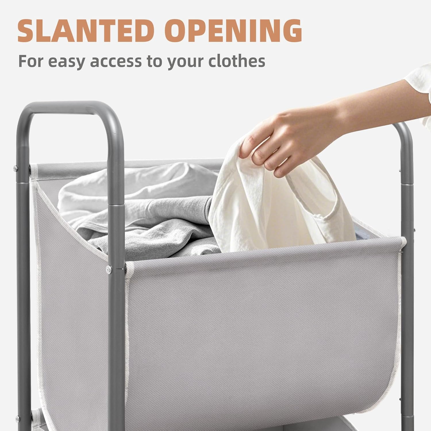 120 Liters Vertical Rolling Laundry Hamper, 3 Section Laundry Sorter with Wheels and 2 Breaks, 3-tier Laundry Baskets for Small Space, Dorm, Laundry Room, Closet, Bathroom, Gray 3-tier