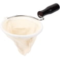thumbnail image 1 of YISITIAN Cloth Coffee Filter Strainers, Coffee Sock Reusable Washable Flannel Cloth Handmade Coffee Dripper Strainer with Wood Handle (L) CA919-2838, 1 of 9