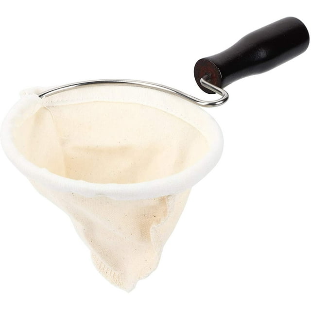 YISITIAN Cloth Coffee Filter Strainers, Coffee Sock Reusable Washable Flannel Cloth Handmade Coffee Dripper Strainer with Wood Handle (L) CA919-2838