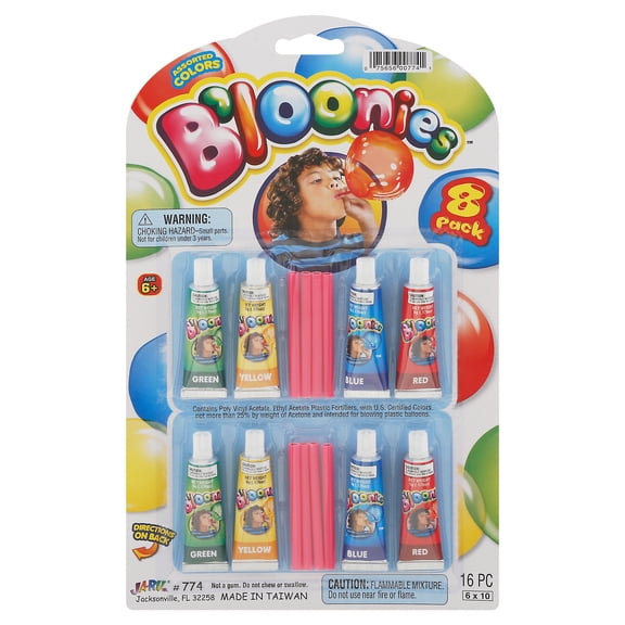 B'loonies Plastic Balloons Variety Pack, 8 Tubes of Assorted Colors Multi-Colored