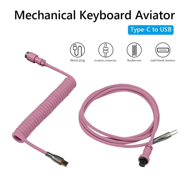 Cable en espiral para teclado mecánico de 104 teclas, Cable tipo C, Cable de puerto Usb personalizado, Cable en espiral de aviador para accesorios de teclado para juegos Tan Jianjun unisex