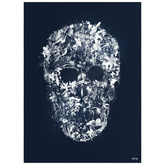 Skull Silhouette Washable Art Area Rug size 8'x10', Power-loomed, Heavenly Softness with Non-Slipping Backing