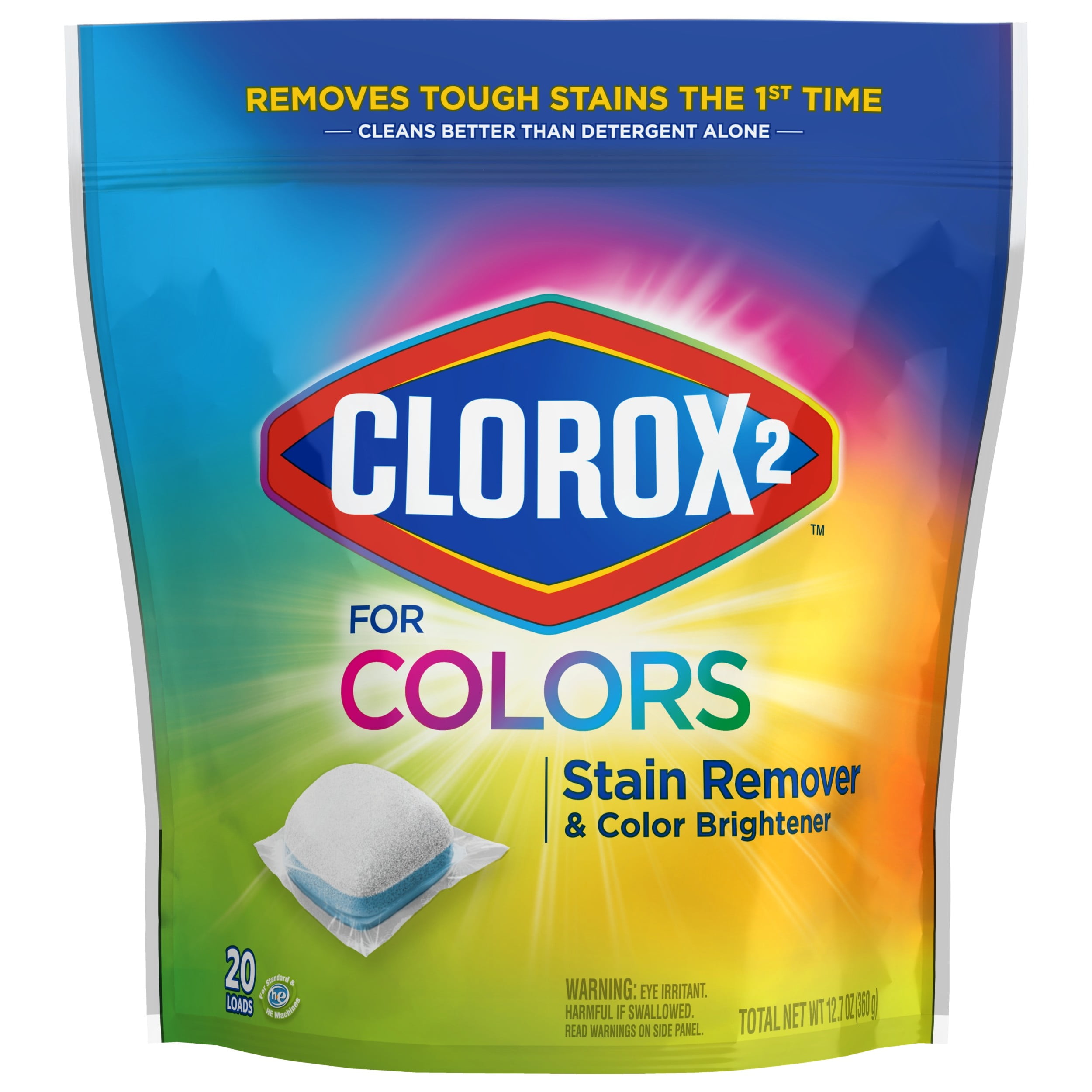 Clorox 2 Laundry Stain Remover and Color Booster Packs, Laundry Packs, 20 ct