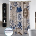 thumbnail image 2 of Rustic Nautical Shower Curtain,Lighthouse Sailing Beach Bathroom Shower Curtains,Navy Blue Coastal Bath Curtains Sets with 12 Hooks 72x72in,Waterproof Fabric, 2 of 6